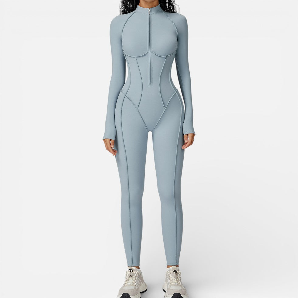 Women's Sport Jumpsuit with Long Sleeves and Zipper