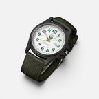 Armbanduhr Analog Ziffernblatt Stoffarmband Rundes Gehäuse