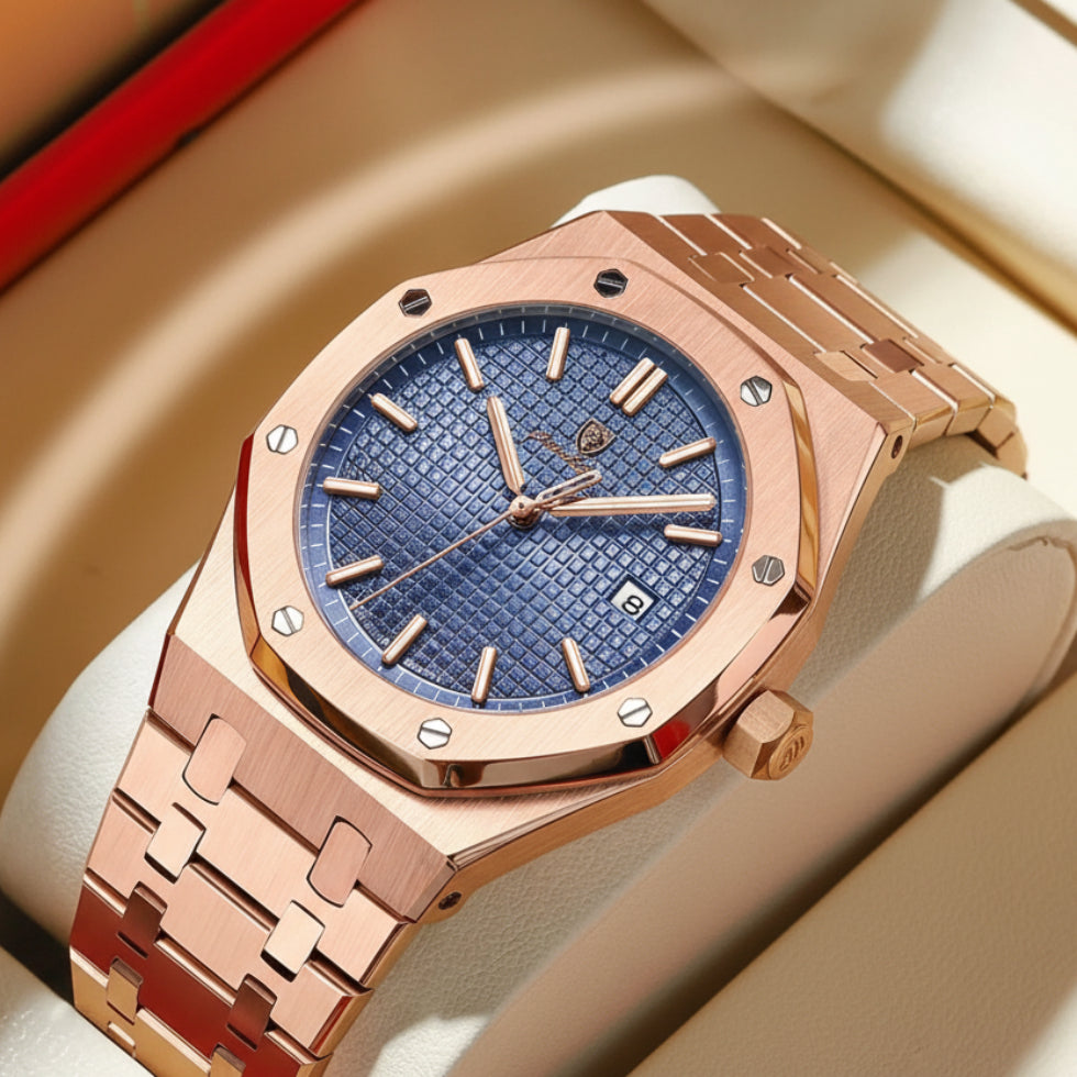 Herren Quarz Uhr aus Edelstahl mit Datumanzeige