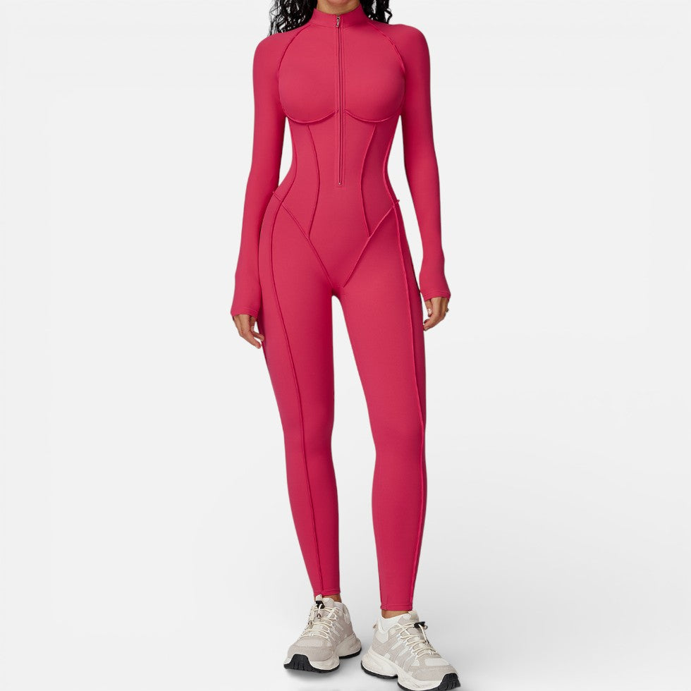 Women's Sport Jumpsuit with Long Sleeves and Zipper