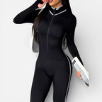 Women's Sports One-Piece with Zipper and Long Sleeves