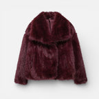 Damen Kunstfelljacke mit breitem Kragen
