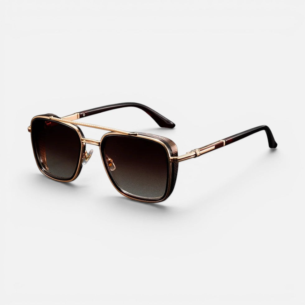 Sonnenbrille Eckig Metall Gestell Verlaufsgläser