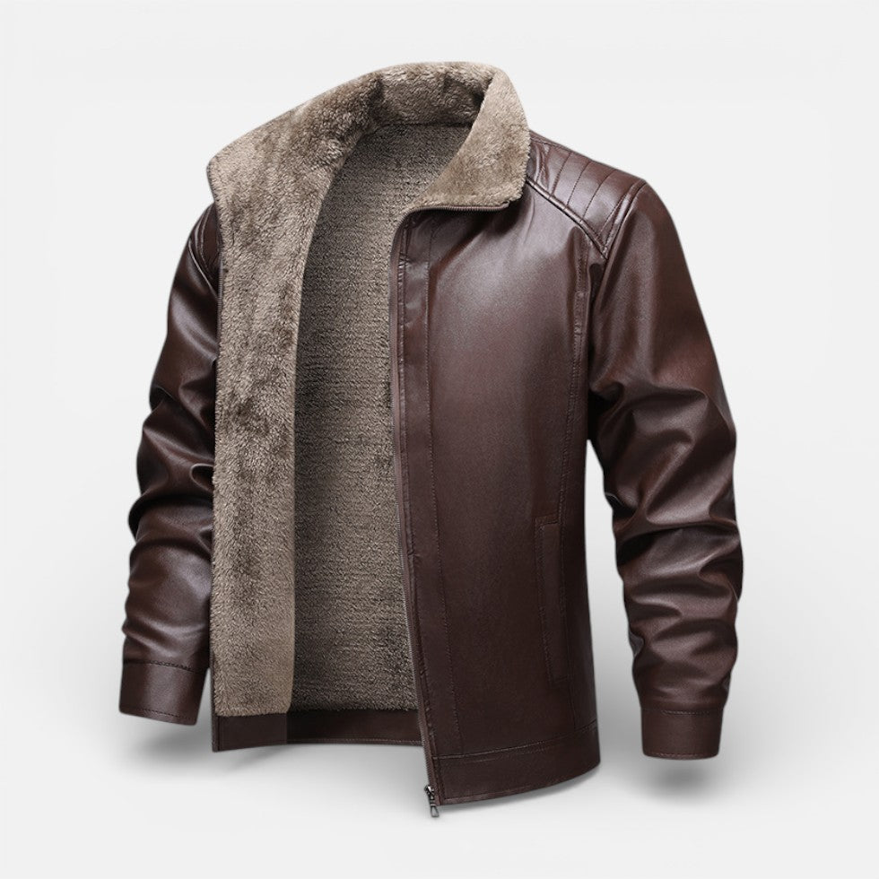 Herren Jacke in Lederoptik mit warmem Innenfutter