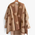 Damen Wendeschal mit Herzmuster und Hahnentritt – Großer Winterschal mit Kaschmir-Touch, Herbst Winter