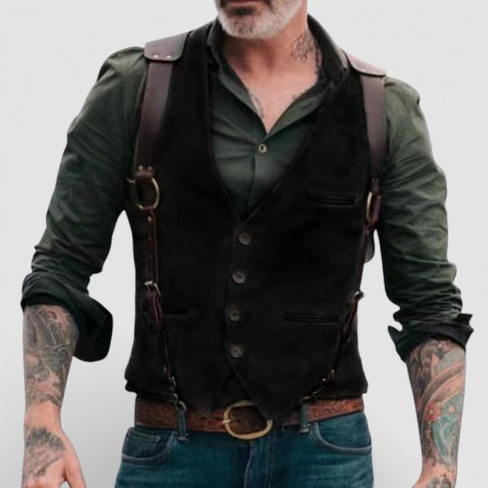 Herren Weste mit Knopfleiste und Hosenträgern