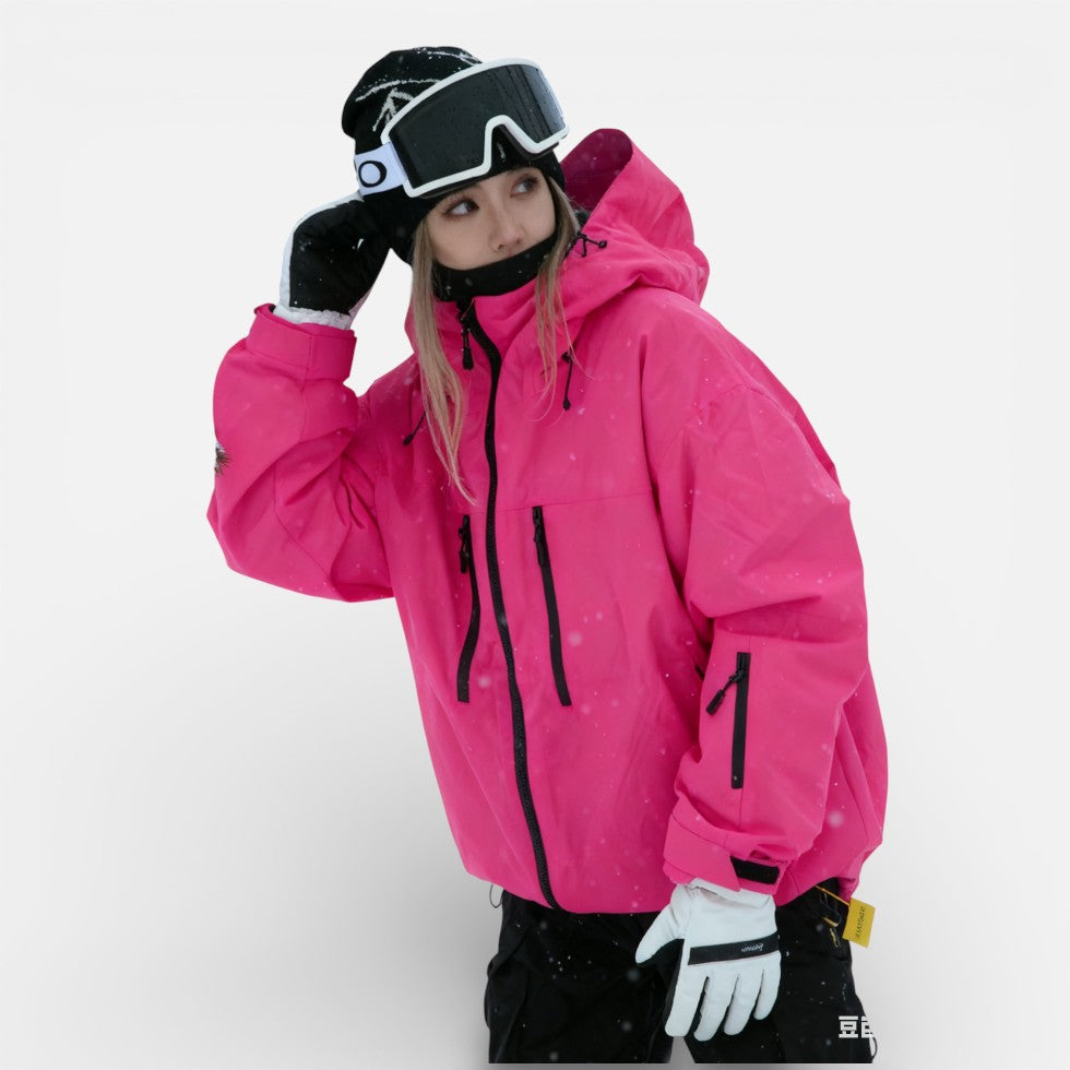 Damen Skijacke mit Kapuze und Reißverschlusstaschen