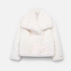 Damen Kunstfelljacke mit breitem Kragen