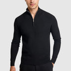 Herren Kaschmir Strickpullover mit Halbreißverschluss