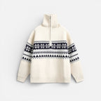 Herren Strickpullover mit Reissverschluss und Norwegermuster