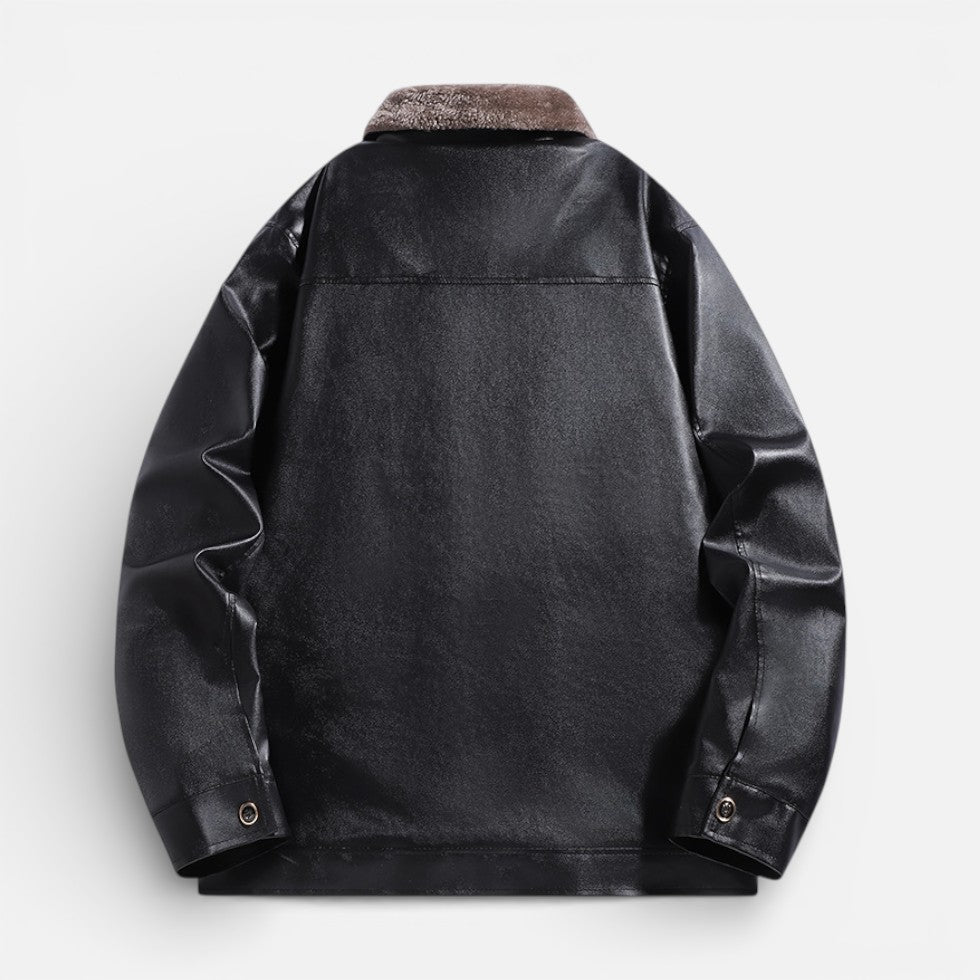 Herren Jacke in Lederoptik mit warmem Innenfutter