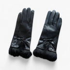Damen Lederhandschuhe aus Schafsleder mit Plüschbündchen – Gefütterte Winterhandschuhe, Herbst Winter