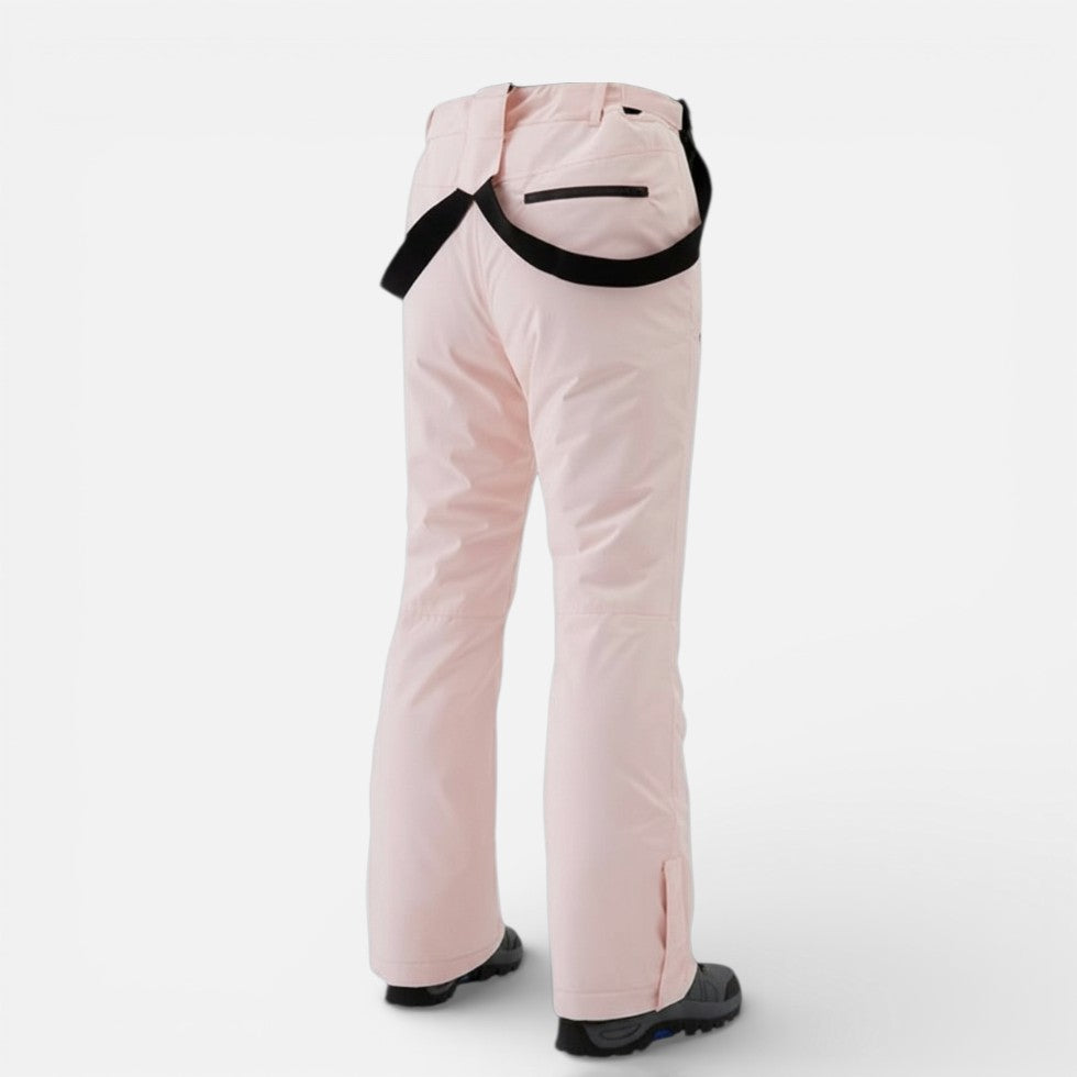 Women's ski pants with suspenders for winter sports and outdoor activities