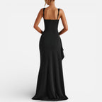 Damen Maxikleid mit Spaghettiträgern und Beinschlitz