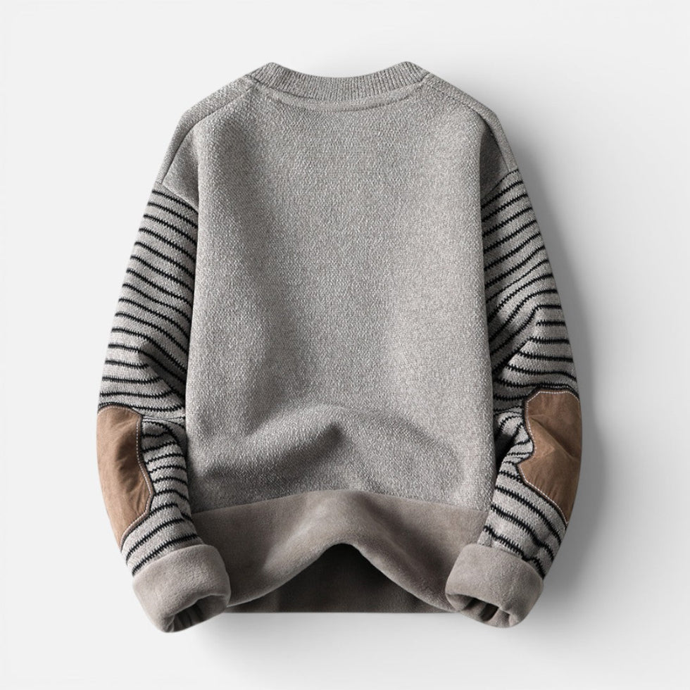 Herren Knitted Strickpullover mit gestreiften Ärmeln