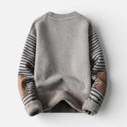 Herren Knitted Strickpullover mit gestreiften Ärmeln