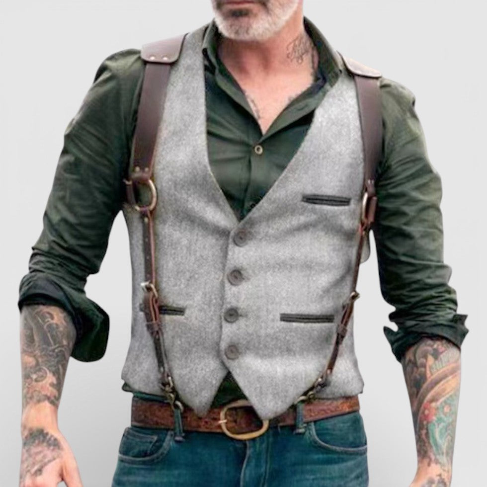 Herren Weste mit Knopfleiste und Hosenträgern