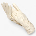 Damen Lederhandschuhe aus Schafsleder mit Raffung – Gefütterte Winterhandschuhe, Herbst Winter