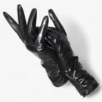 Damen Lederhandschuhe aus Schafsleder mit Raffung – Gefütterte Winterhandschuhe, Herbst Winter