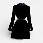 Damen Samt Blazerkleid mit Revers und Gürtel