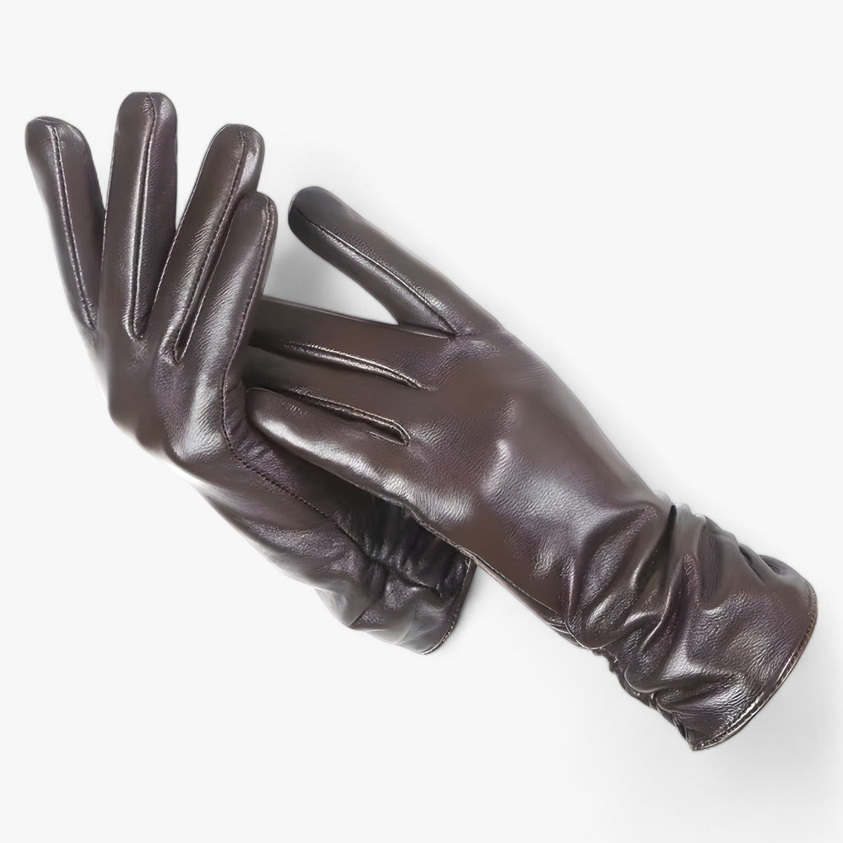 Damen Lederhandschuhe aus Schafsleder mit Raffung – Gefütterte Winterhandschuhe, Herbst Winter