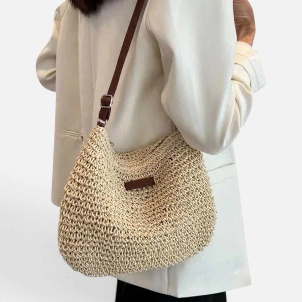 Umhängetasche Geflochten Stroh Optik Schultertasche