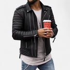 Steppoptik Kunstlederjacke für Herren