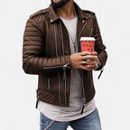 Steppoptik Kunstlederjacke für Herren