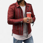 Steppoptik Kunstlederjacke für Herren