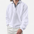 Langarm Polo Shirt mit V-Ausschnitt