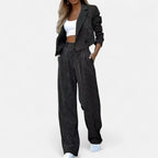 Gestreiftes Zweiteiler Set mit Blazer und Hose