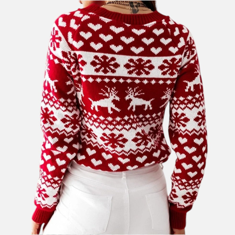 Weihnachtspullover Damen mit Rentiermotiv