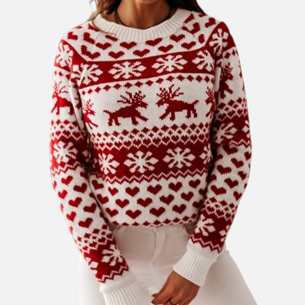 Weihnachtspullover Damen mit Rentiermotiv