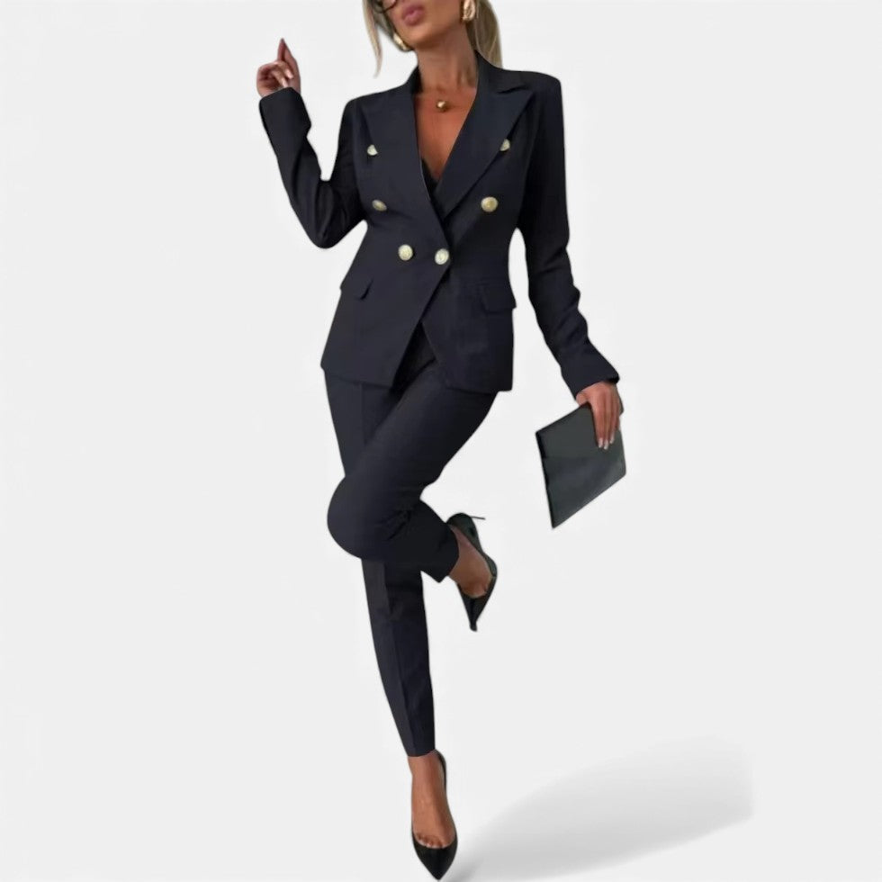 Eleganter Damen Hosenanzug mit Doppelreiher