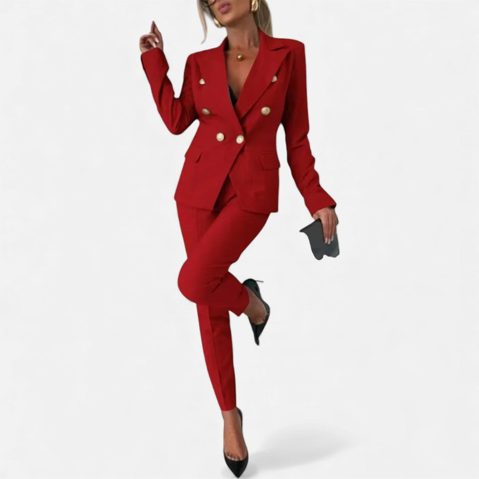 Eleganter Damen Hosenanzug mit Doppelreiher