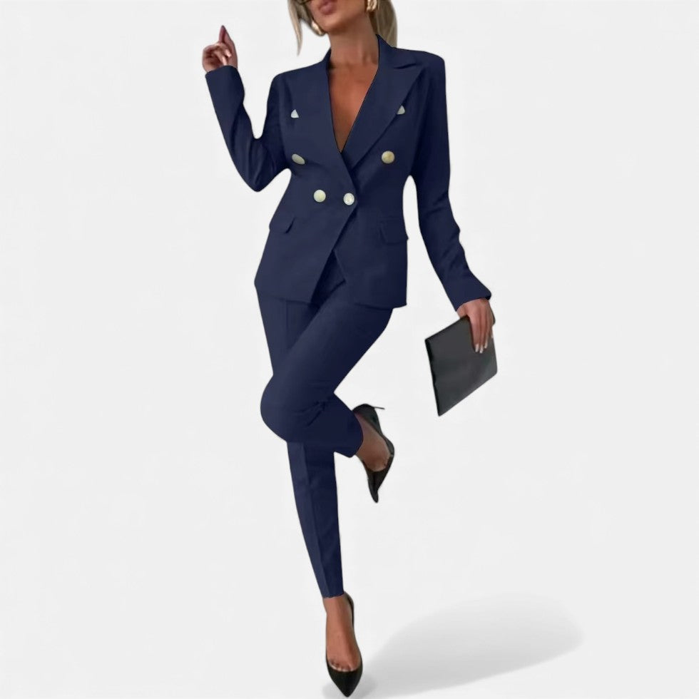 Eleganter Damen Hosenanzug mit Doppelreiher