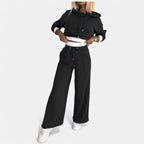 Damen Freizeitset mit Hoodie und weitem Bein