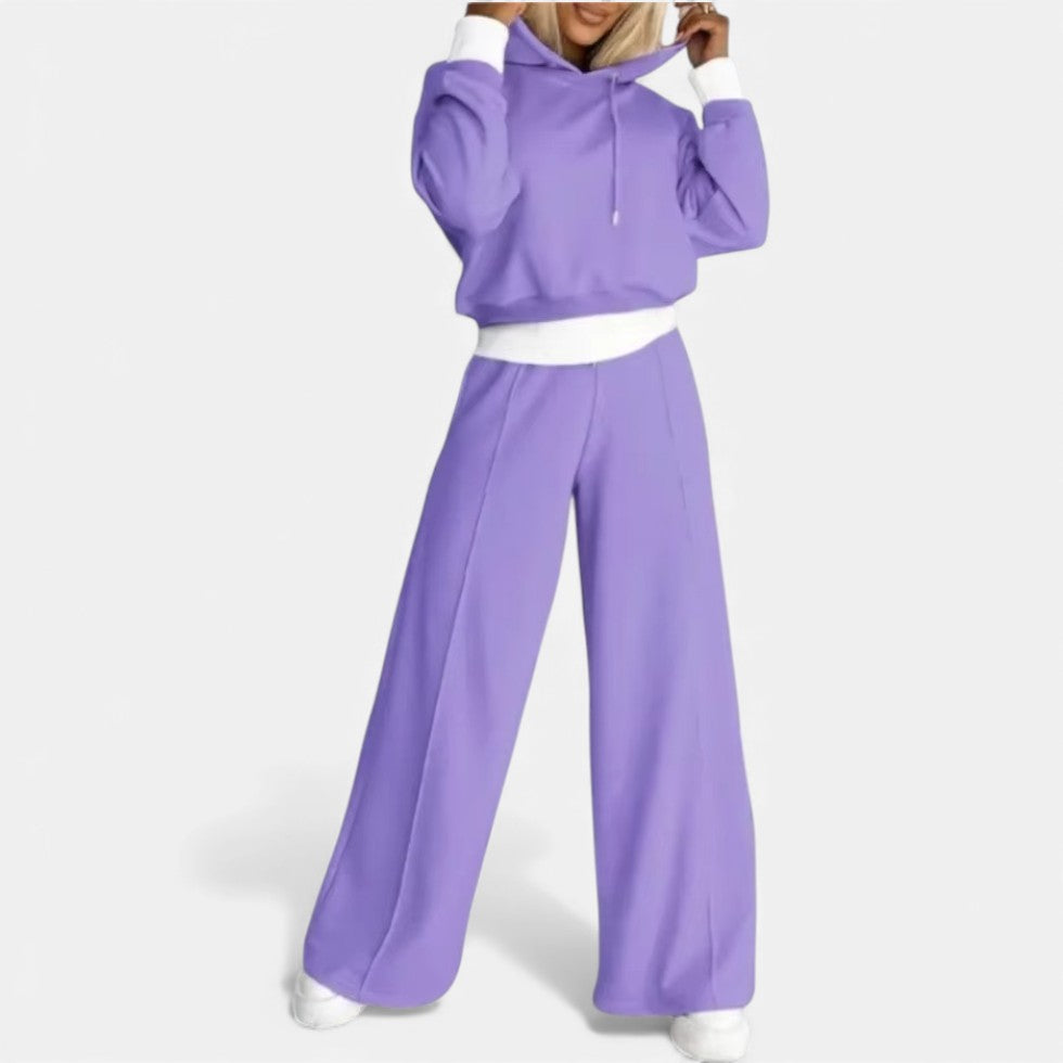 Damen Freizeitset mit Hoodie und weitem Bein