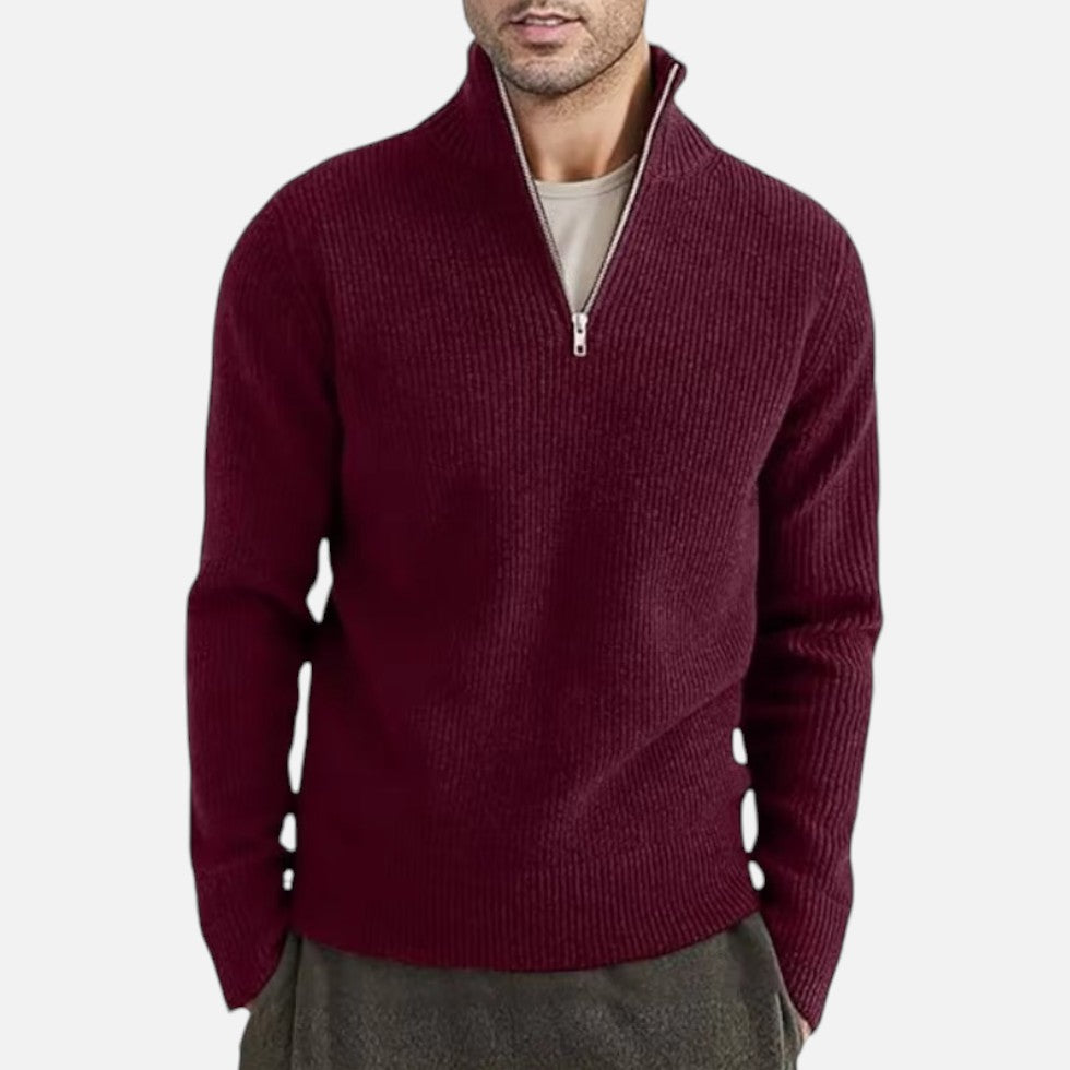 Herren Strickpullover mit Stehkragen und Reißverschluss