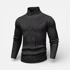 Herren Strickpullover mit Stehkragen und Knopfleiste