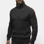 Herren Strickpullover mit Stehkragen und Knopfleiste