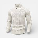 Herren Strickpullover mit Stehkragen und Knopfleiste