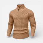 Herren Strickpullover mit Stehkragen und Knopfleiste