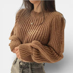 Damen Grobstrickpullover mit Rundhalsausschnitt