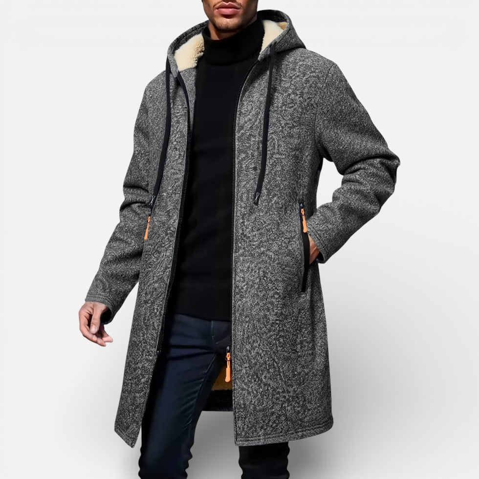 Herren Wintermantel mit Kapuze und Reissverschluss
