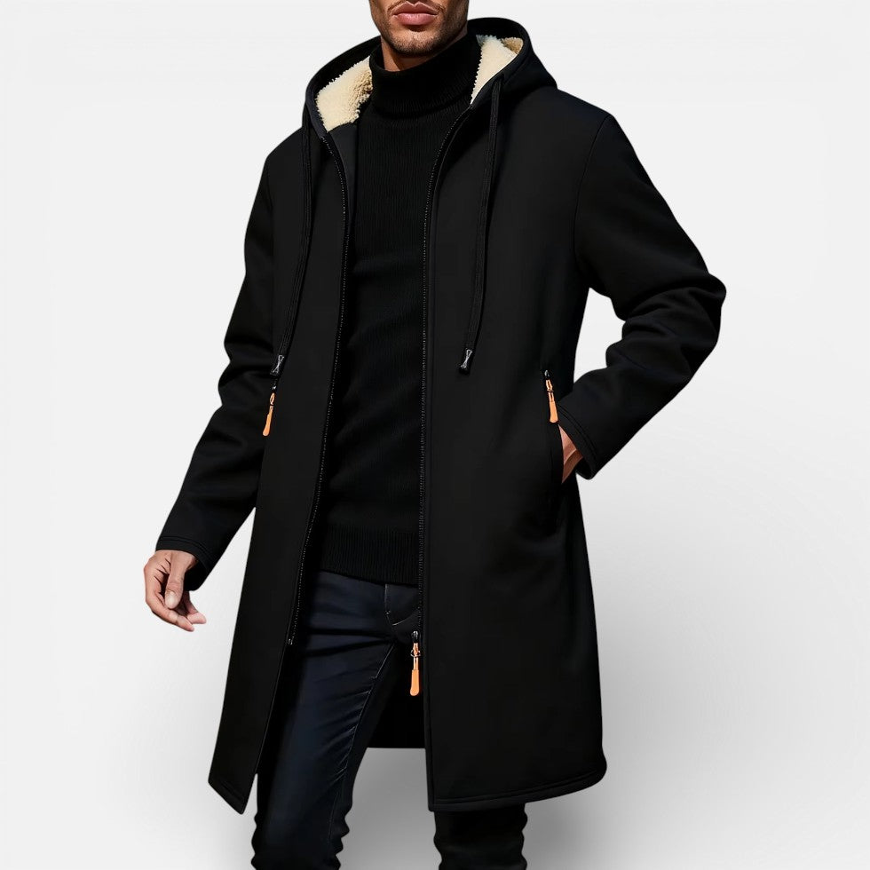 Herren Wintermantel mit Kapuze und Reissverschluss