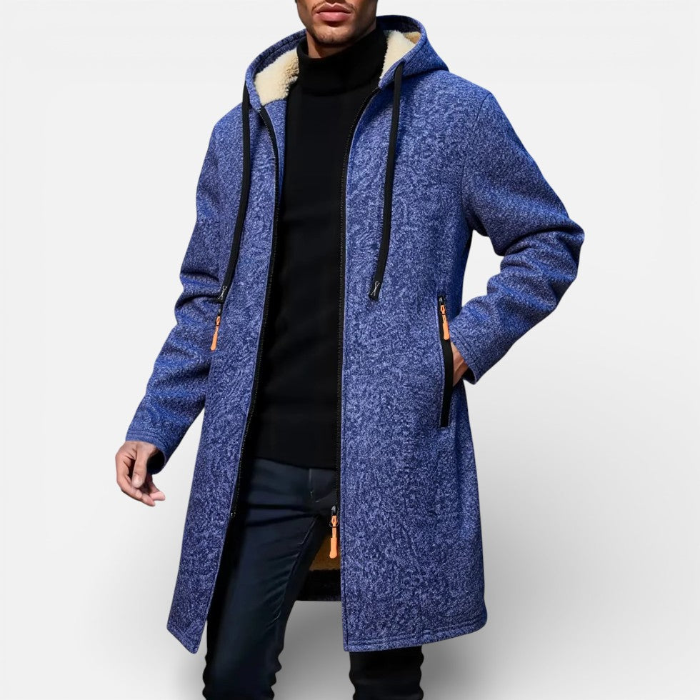 Herren Wintermantel mit Kapuze und Reissverschluss