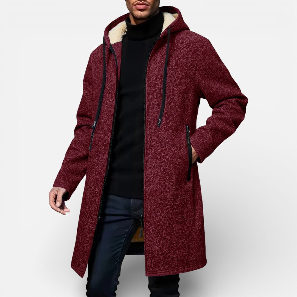 Herren Wintermantel mit Kapuze und Reissverschluss
