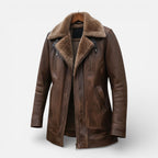 Damen Jacke in Lederoptik mit Kunstfellkragen