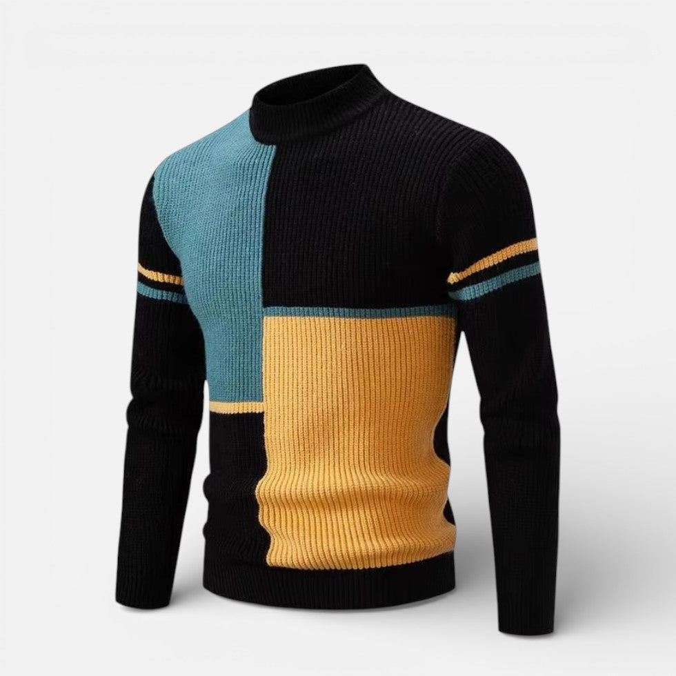 Herren Strickpullover aus Wollmischung mit modernem Muster